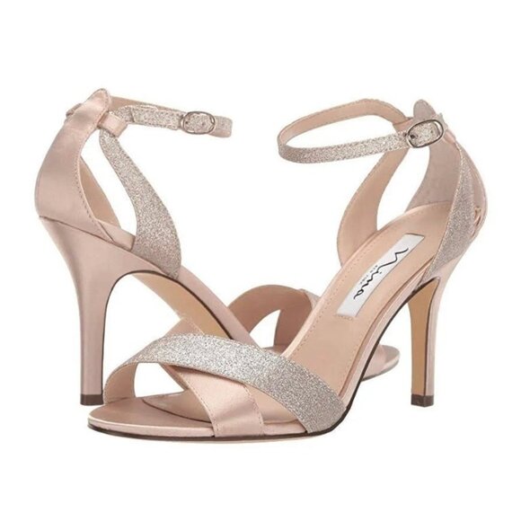 Nina | Shoes | Nina Venus Crisscross Stiletto Evening Sandal  NINA New York VENUS-YS Women\'s Crisscross Heel Dress Sandals Pearl Rose Crystal